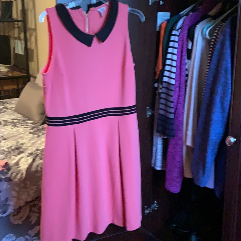 Pink and black pleated dress